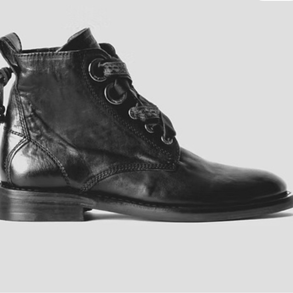 Zadig & Voltaire Black Leather Ribbon-Lace Combat Boots - Picture 6 of 7